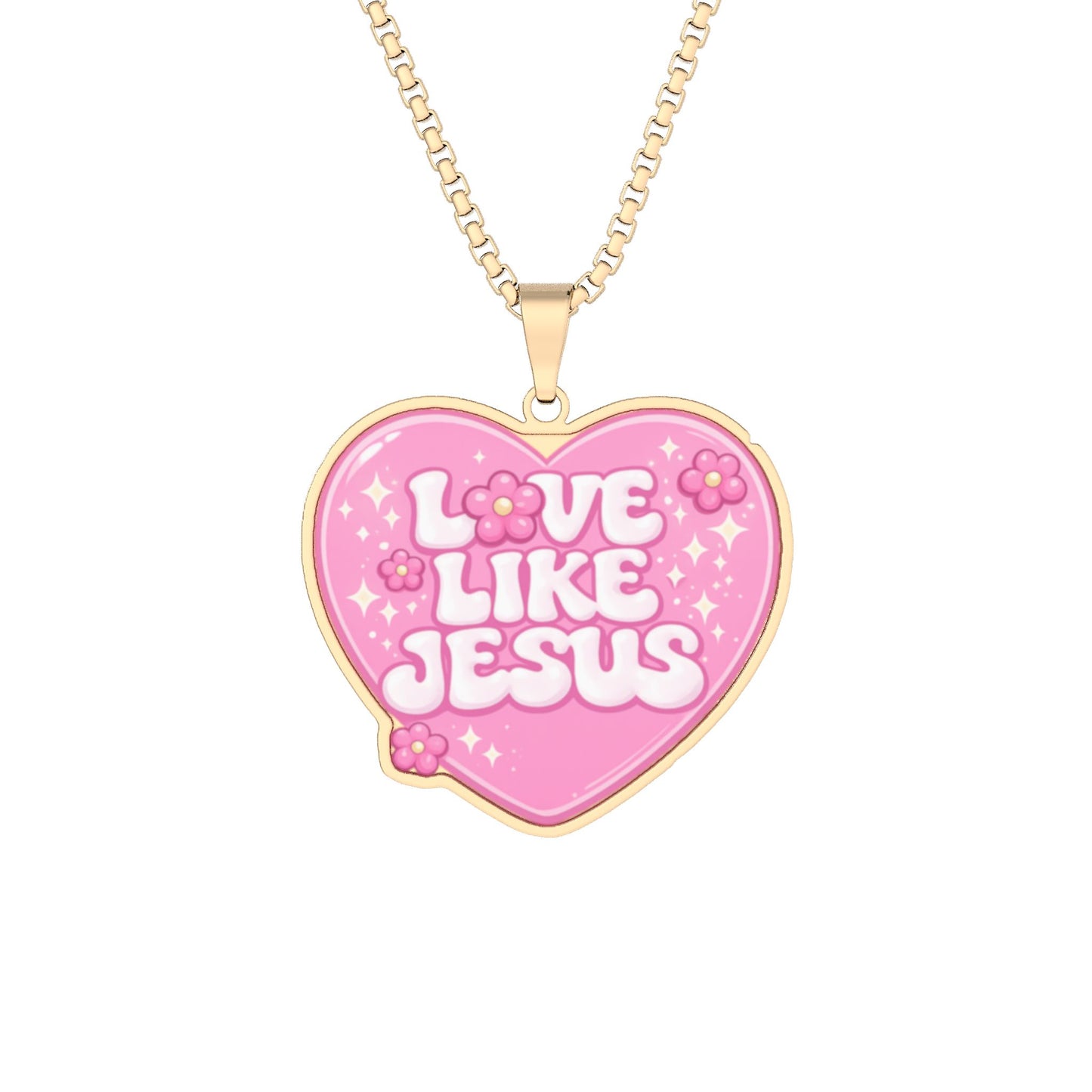 Heart-Shaped 'Love Like Jesus' Photo Pendant Necklace