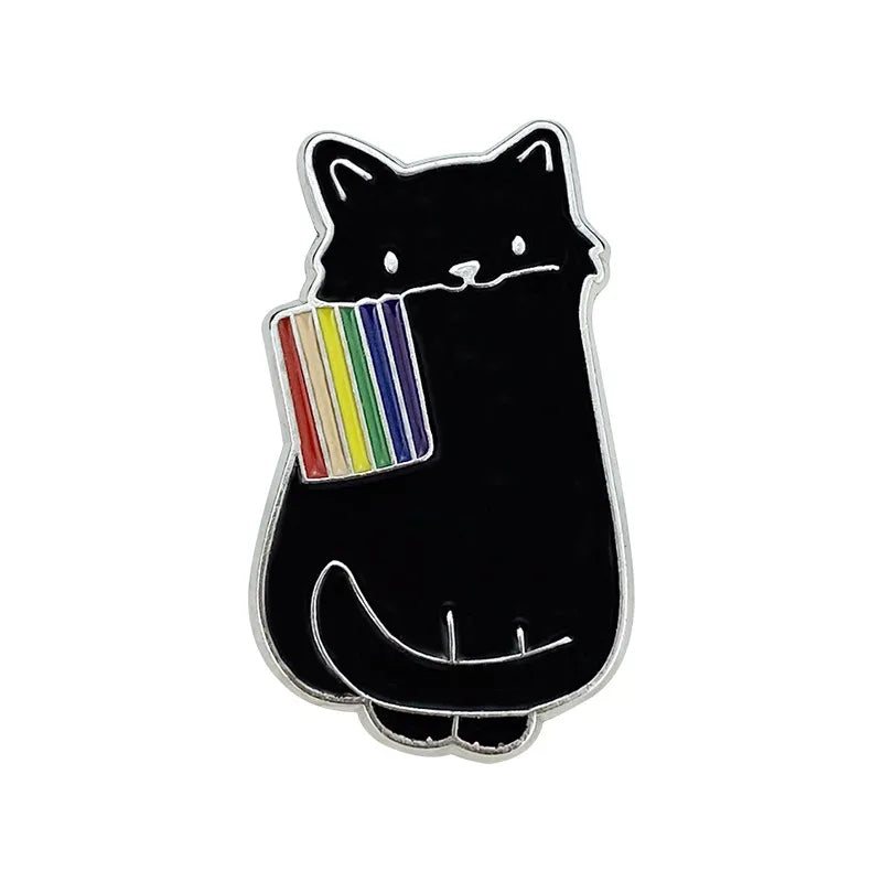 Rainbow Pride Cat Enamel Pin LGBTQ+ Flag Cat Brooch