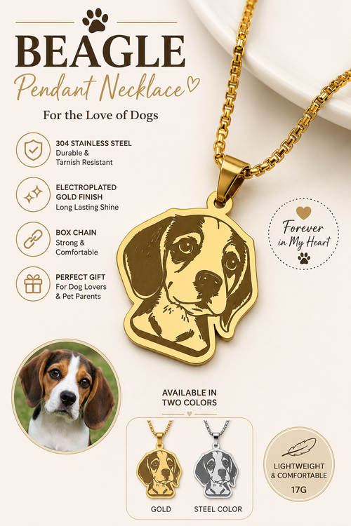 Beagle Dog Pendant Necklace – Gold & Silver 304 Stainless Steel Pet Lover Necklace for Women