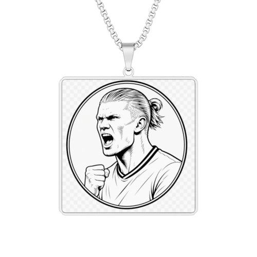 Blonde Football Striker Inspired Photo Pendant Necklace | Stainless Steel Sports Fan Gift
