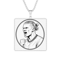 Blonde Football Striker Inspired Photo Pendant Necklace | Stainless Steel Sports Fan Gift