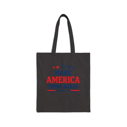 Make America Think Again 100% Cotton Tote Bag – Anti Trump Reusable Grocery Bag, Liberal Political Canvas Tote, Progressive Protest Gift