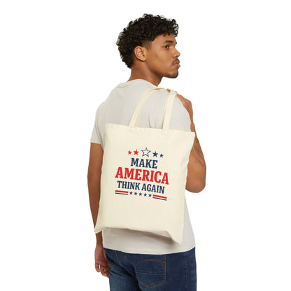Make America Think Again 100% Cotton Tote Bag – Anti Trump Reusable Grocery Bag, Liberal Political Canvas Tote, Progressive Protest Gift