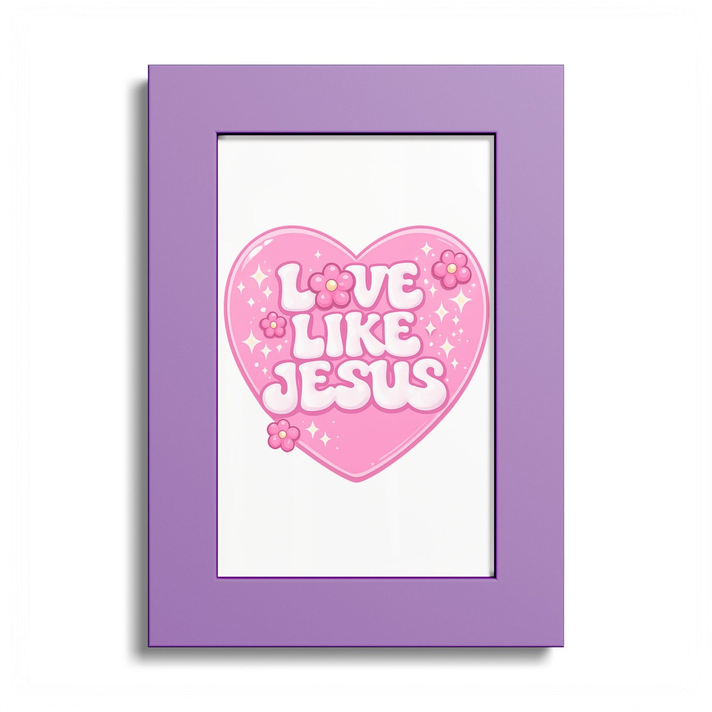 Love Like Jesus Heart Poster — Pink Religious Wall Art