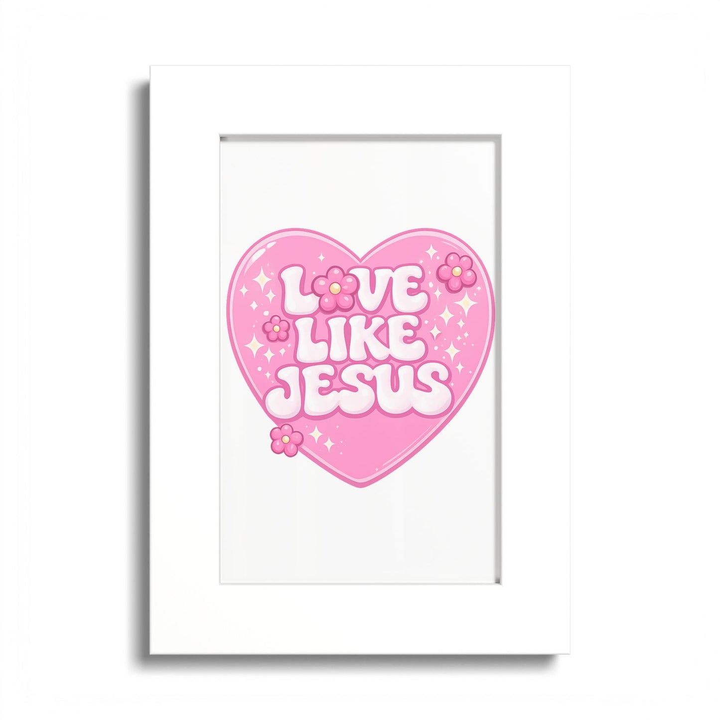 Love Like Jesus Heart Poster — Pink Religious Wall Art