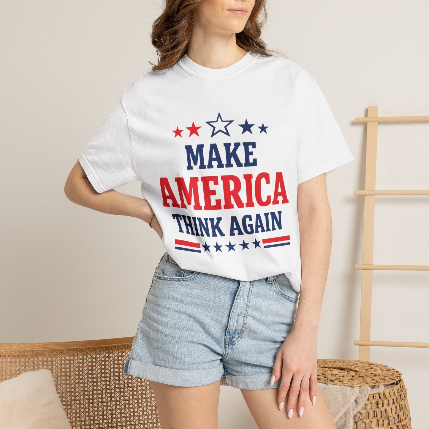 Make America Think Again Political T-Shirt – Patriotic Liberal Statement Tee