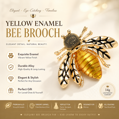 Golden Honey Bee Enamel Brooch Pin – Elegant Alloy Insect Statement Jewelry