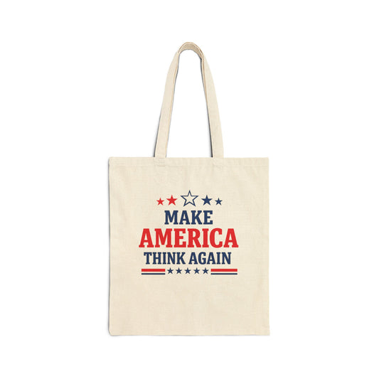 Make America Think Again 100% Cotton Tote Bag – Anti Trump Reusable Grocery Bag, Liberal Political Canvas Tote, Progressive Protest Gift