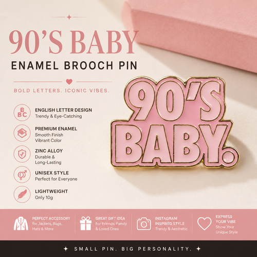 90's Baby Enamel Pin – Retro Nostalgia Brooch for Millennials