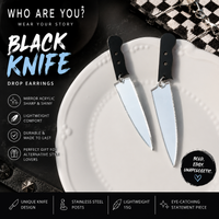 Black Knife Drop Earrings – Mirror Acrylic Gothic Statement Earrings | WHO ARE YOU?
