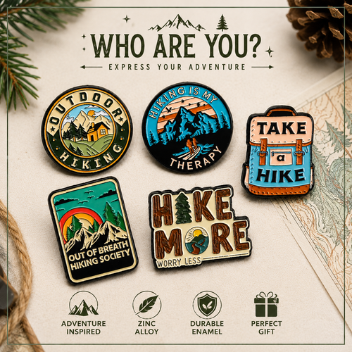 Adventure Hiking Enamel Pin Mountain Backpack Nature Brooch for Jackets, Hats & Backpacks