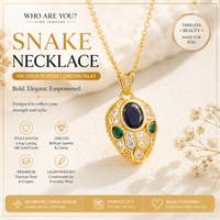 Snake Pendant Necklace in 18K Gold Plated Titanium Steel Geometric Zircon Necklace for Women