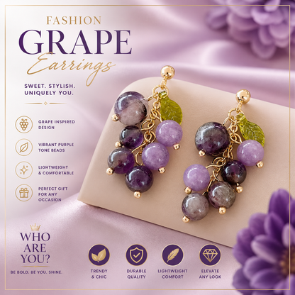 Amethyst Grape Dangle Earrings | Purple Beaded Statement Earrings