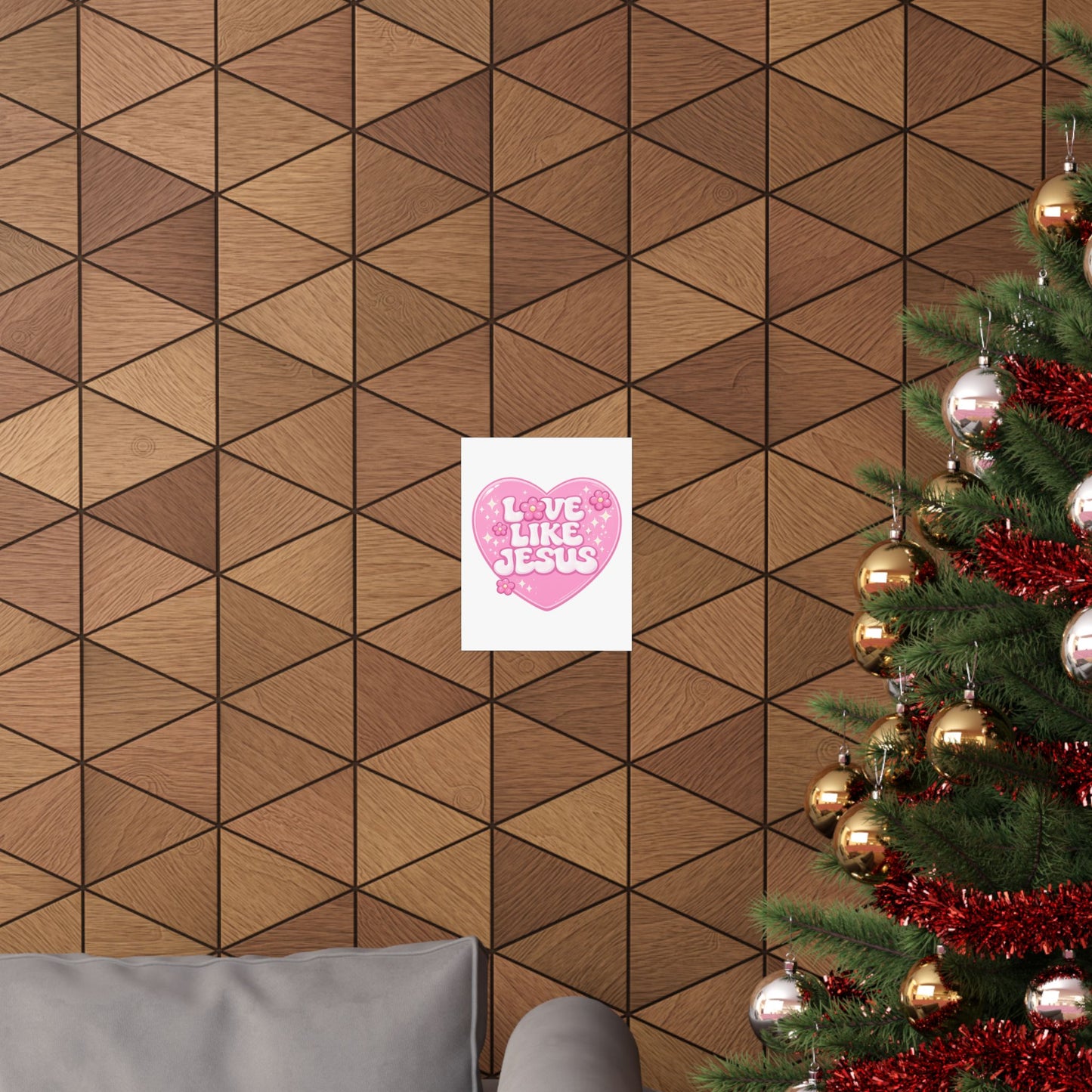 Love Like Jesus Pink Heart Poster — Christian Faith Wall Art