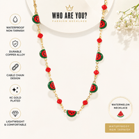 Watermelon Charm Necklace – Waterproof Non Tarnish KC Gold Plated Cable Chain