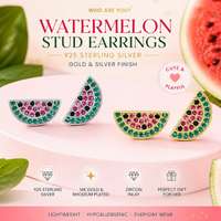 Watermelon Stud Earrings 925 Sterling Silver Zircon Fruit Earring 14K Gold & Rhodium Plated