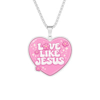 Heart-Shaped 'Love Like Jesus' Photo Pendant Necklace