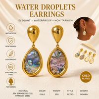 Exaggerated Gold Water Drop Earrings for Women – Waterproof Non Tarnish Stainless Steel Abalone Drop Earrings