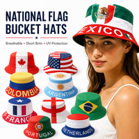 National Flag Short-Brim Bucket Hat – Breathable UV Protection Soccer Football Fan Hat