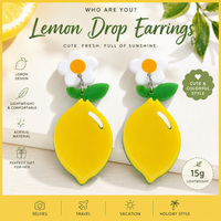 Cute Lemon Drop Acrylic Earrings with Daisy Flower Studs for Women