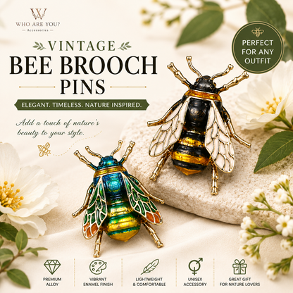 Vintage Inspired Bee Brooch Enamel Honey Bee & Jewel Bee Insect Pins
