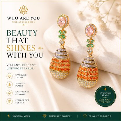 Luxury 14K Gold Plated Zircon Teardrop Dangle Earrings for Women 925 Sterling Silver Posts, Vacation & Date Night Statement Jewelry