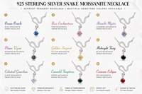 925 Sterling Silver Snake Moissanite Necklace – Blue Gem Serpent Pendant