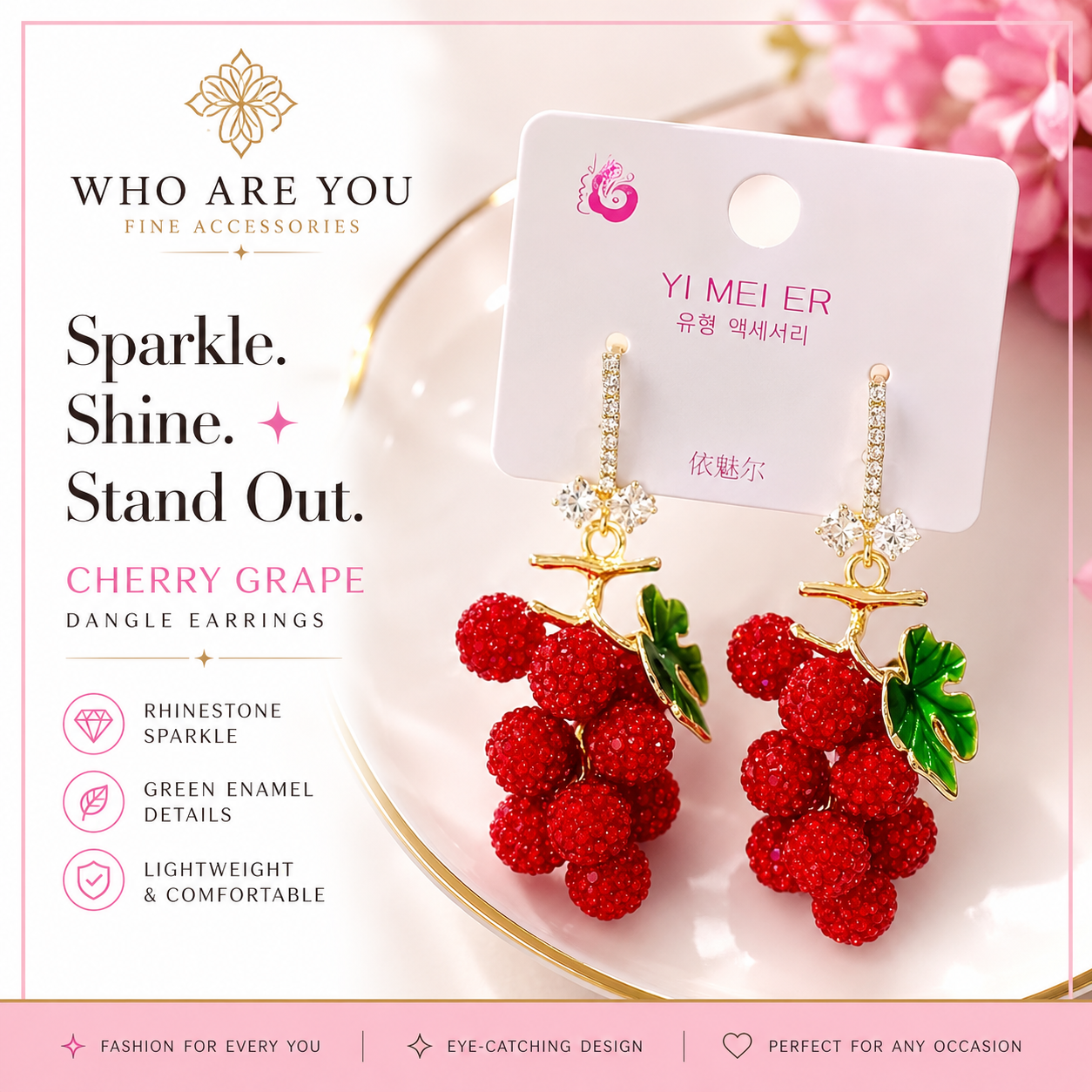 Elegant Oversized Grape Cluster Statement Stud Earrings for Women – 3D Fruit Design, Copper Posts, Lightweight Fashion Jewelry