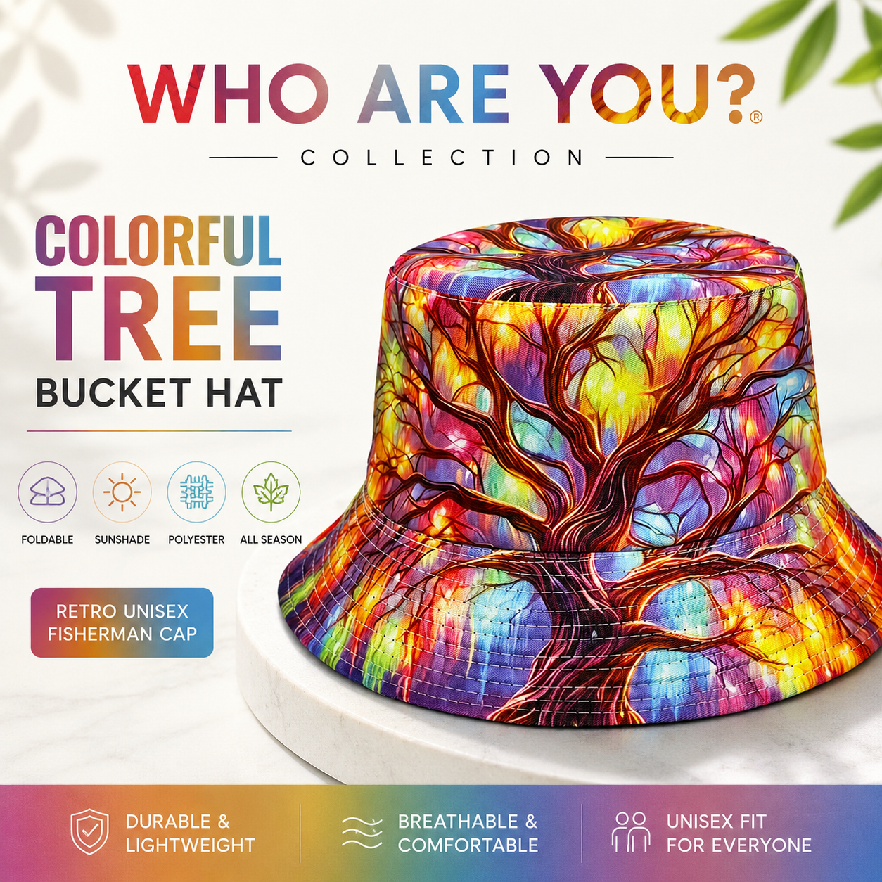 Tree of Life Bucket Hat – Colorful Retro Unisex Sun Hat