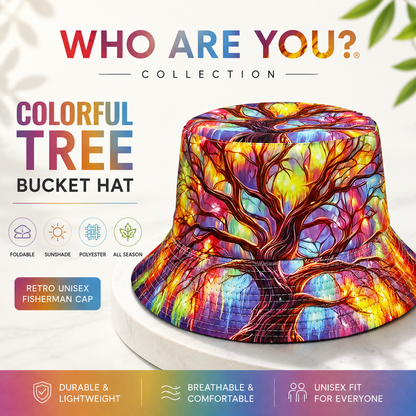 Tree of Life Bucket Hat – Colorful Retro Unisex Sun Hat