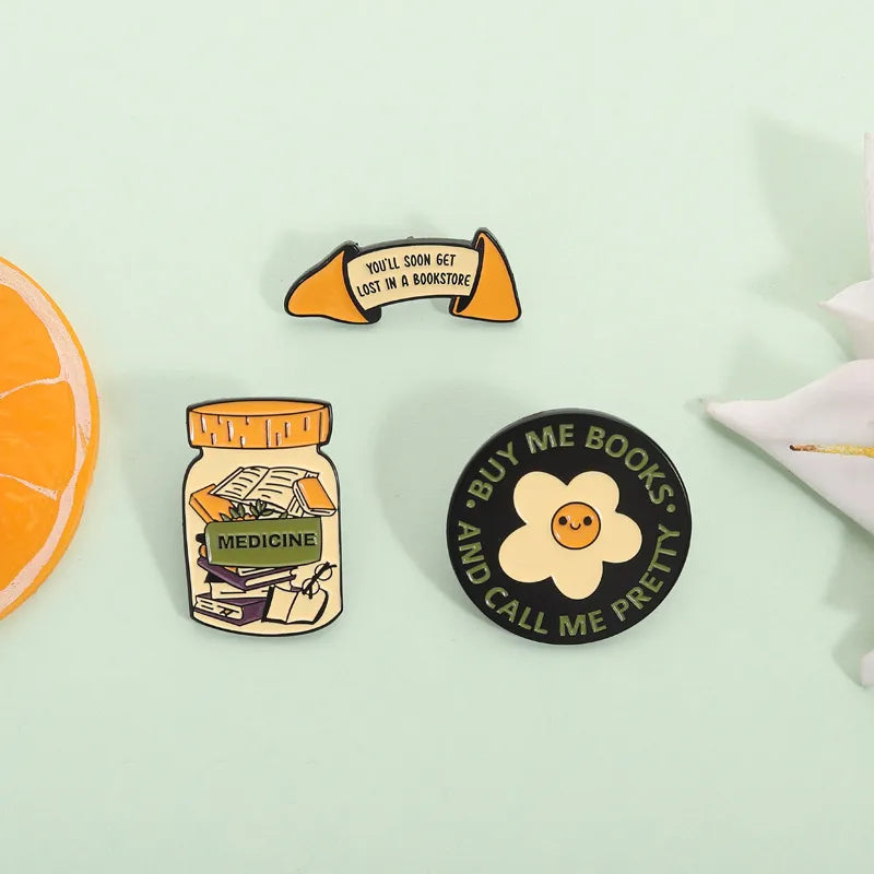 Bookworm enamel pin collection for readers and book lovers